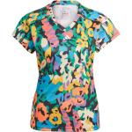 Camisetas deportivas multicolor de poliester rebajadas con escote V floreadas adidas con motivo de flores talla XS de materiales sostenibles para mujer 