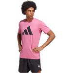 Camisetas rosas de poliester de fitness rebajadas con logo adidas talla L de materiales sostenibles para hombre 
