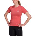 Camisetas rosas de poliester de punto  rebajadas de punto adidas talla L de materiales sostenibles para mujer 