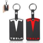Aicharynic 2 piezas titular de tarjetas para Tesla Model 3, modelo Y de silicona llavero titular de la tarjeta llave Tesla accesorios negro Tesla titular de la tarjeta llave titular de la tarjeta de