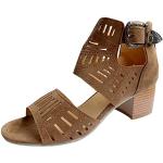 Sandalias deportivas marrones de cuero con cremallera vintage de encaje talla 35 para mujer 