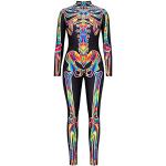 Disfraces multicolor de spandex de esqueleto manga larga talla S para mujer 