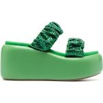 Sandalias verdes de goma de cuña rebajadas con tacón de 7 a 9cm con logo LE SILLA talla 39 para mujer 