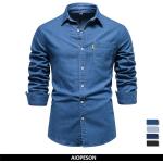 Camisas azules de popelín de manga larga de otoño manga larga informales talla XL para hombre 