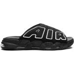 Sandalias negras de goma de cuero con logo Nike Air More Uptempo para mujer 