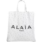 Bolsos blancos de tela de mano con estampados con logo Alaia con motivo de flores para mujer 