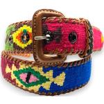 Cinturones multicolor de algodón con hebilla  largo 75 étnicos trenzados con bordado talla XL para mujer 