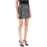Minifaldas grises de cuero rebajadas mini vintage con logo Alessandra Rich con tachuelas talla XS para mujer 