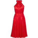 Vestidos rojos de seda sin mangas sin mangas con cuello alto con volantes talla XXL para mujer 