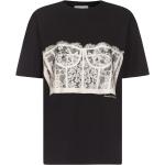 Camisetas estampada negras de algodón tallas grandes informales de encaje Alexander McQueen para mujer 