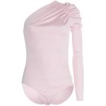 Camisetas body rosas de poliester rebajados de punto asimétrico talla XS para mujer 