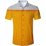 Camisas amarillas de poliester de flores  tallas grandes manga corta con cuello alto informales floreadas talla XXL para hombre 