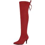 Botas altas rojas de goma de punta puntiaguda informales Allegra K talla 37,5 para mujer 