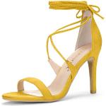 Sandalias amarillas de goma de tacón con tacón de aguja con cordones oficinas acolchadas Allegra K talla 37 para mujer 