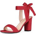 Sandalias rojas de goma de tacón para navidad con cordones de punta abierta oficinas acolchadas Allegra K talla 37 para mujer 