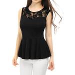 Camisetas negras de encaje con encaje  sin mangas con cuello redondo lavable a mano vintage de encaje Allegra K talla S para mujer 