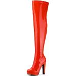 Botas altas rojas de charol con tacón chunky informales Allegra K talla 38 para mujer 