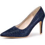 Zapatos azul marino de goma sin cordones con tacón hasta 3cm formales Allegra K con purpurina talla 37,5 para mujer 