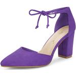 Zapatos lila de tacón de punta puntiaguda formales acolchados Allegra K talla 36 para mujer 