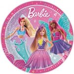 Platos multicolor de cartón Barbie 23 cm de diámetro 