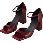Sandalias rojas de cuero de tiras acolchadas talla 37 para mujer 