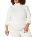 Tops drapeados orgánicos blancos tallas grandes manga larga con cuello alto de punto talla 5XL para mujer 