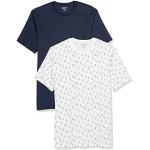 Camisetas azul marino de algodón de manga corta manga corta con cuello barco talla S para hombre 