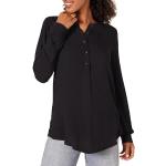 Blusas negras de viscosa de manga larga manga larga con cuello redondo talla L para mujer 