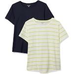 Camisetas beige de algodón de manga corta manga corta con cuello redondo con rayas talla S para mujer 