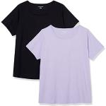 Camisetas negras de algodón de manga corta tallas grandes manga corta con cuello redondo talla XL para mujer 