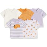 Camisetas lila de algodón de manga corta infantiles con rayas 5 años para bebé 