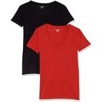 Camisetas rojas de algodón de manga corta tallas grandes manga corta con cuello redondo de punto talla XXL para mujer 