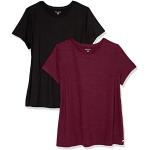 Camisetas deportivas burdeos tallas grandes manga corta con cuello redondo talla XXL para mujer 