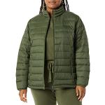 Abrigos verde militar de tafetán de invierno de otoño tallas grandes manga larga con cuello alto impermeables acolchados talla S para mujer 