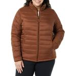 Abrigos marrones de tafetán de invierno de otoño tallas grandes manga larga con cuello alto impermeables acolchados talla XL para mujer 