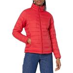 Abrigos rojos de tafetán de invierno de otoño tallas grandes manga larga con cuello alto impermeables acolchados talla XL para mujer 