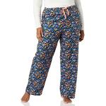 Pantalones azul marino de franela con pijama tallas grandes floreados con motivo de flores talla XXL para mujer 