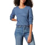 Jerséis azules de jersey de punto rebajados tallas grandes manga larga con cuello redondo de punto con trenzado talla 6XL para mujer 