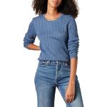 Jerséis azules de jersey de punto tallas grandes manga larga con cuello redondo de punto con trenzado talla 6XL para mujer 
