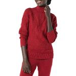 Cárdigans rojos fluorescentes de jersey trenzados con trenzado talla L para mujer 