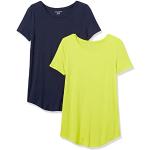 Camisetas azul marino de viscosa de manga corta manga corta con cuello redondo de punto talla XS de materiales sostenibles para mujer 