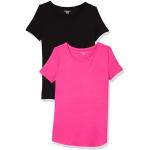 Camisetas negras de viscosa de manga corta manga corta con cuello redondo de punto talla XS de materiales sostenibles para mujer 
