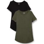 Camisetas verde militar de viscosa de manga corta manga corta con cuello redondo de punto talla XS de materiales sostenibles para mujer 