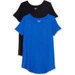 Camisetas azules de viscosa de manga corta manga corta con cuello redondo de punto talla XS de materiales sostenibles para mujer 