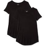 Camisetas negras de viscosa de manga corta manga corta con cuello redondo de punto talla XS de materiales sostenibles para mujer 