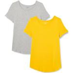 Camisetas grises de viscosa de manga corta manga corta con cuello redondo de punto talla S de materiales sostenibles para mujer 