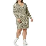 Vestidos informales de verano tallas grandes manga larga con escote cruzado informales leopardo talla XXL para mujer 