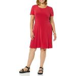 Vestidos rojos de manga corta de verano tallas grandes manga corta con cuello redondo informales de punto talla XS para mujer 