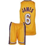 Amdrabola Lakers Lebron James - Camiseta infantil de baloncesto, color amarillo, incluye pantalones cortos para aficionados al baloncesto (134, amarillo)