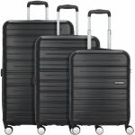 Set de maletas negras de policarbonato rebajadas con ruedas American Tourister 